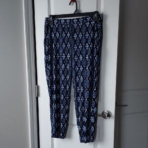 White House Black Market Navy Patterned Cropped Pants Medium
